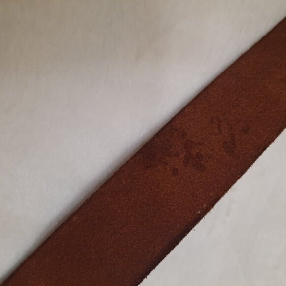 Vintage 70s 80s Tooled Leather Belt BO Jeans Big Buckle Brown Mens M Womens L - Picture 13 of 14